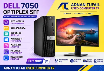 (FULLSET) DELL OPTIPLEX 7050 SFF SSD 256GB NVME M2 INTEL CORE I5 6TH GENERATION RAM 8GB DDR4