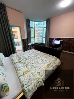 Stunning furnished 2BR in Creek Towers, Ajman. High floor, master maid's room, 3 baths, luxury finis