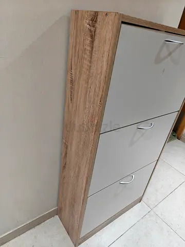 Slim 3-Drawer Shoe Cabinet in Oak  White