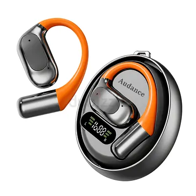 Audance Wireless Bluetooth Earbuds with Charging Case - Sport Hook Design (Orange)