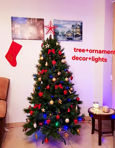Artificial Christmas Tree with Ornaments Lights - 6ft