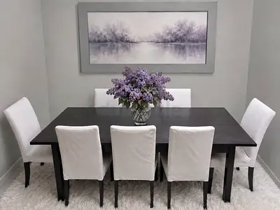 Solid wood Extendable dining table with 8 chairs IKEA