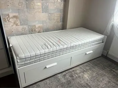 Ikea white Brimines Daybed with Ikea mattress