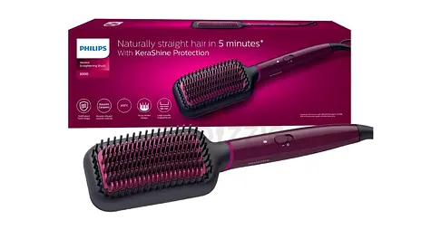Philips Heated straightening brush BHH730/03|Naturally straight hair in 5 minutes| Keratin infused c