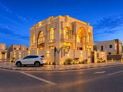 فيلا فاخرة زاوية مكونة من 5 غرف مع مسبح، شاملة رسوم التسجيل، في منطقة الزاهية، عجمان. ملكية حرة، تمويل بنكي
