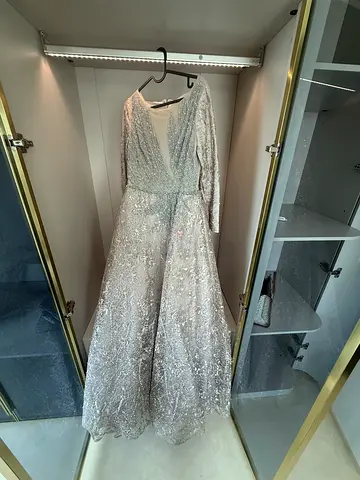 Formal embellished silver- Gold evening gown, size S- M