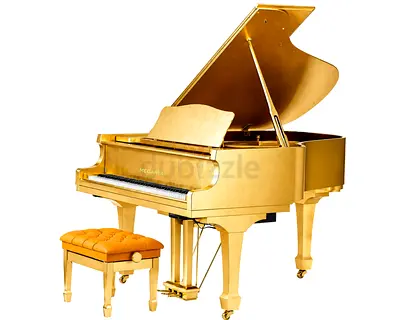 HG-152 Luxury Gold Baby Grand Piano | Satin Gold Finish | Premium Designer Piano with Matching Bench