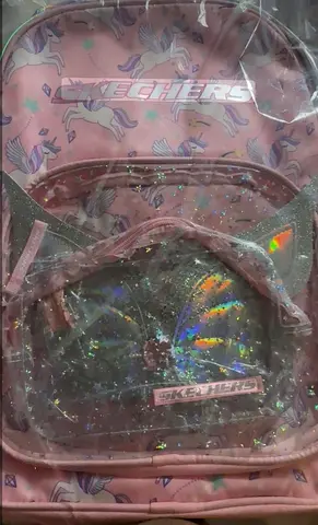 Pink Skechers Kids Backpack with Unicorn Print — Good Condition