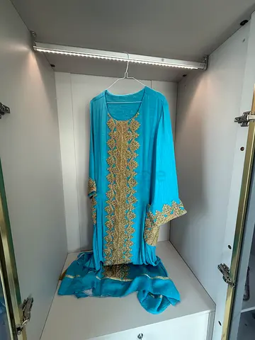 Light blue embroidered abaya / Qaftan modest dress - gently used