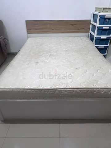 Double bed frame with mattress and headboard - good condition