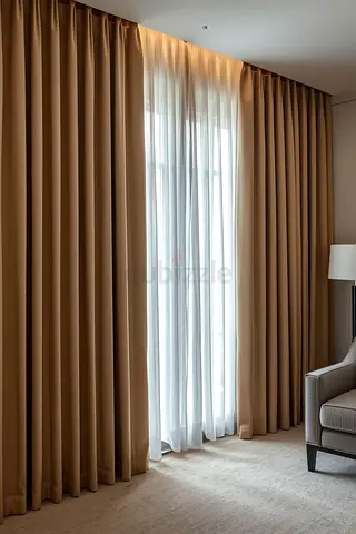 Beige blackout curtains with sheer lining - 2 panels, excellent condition