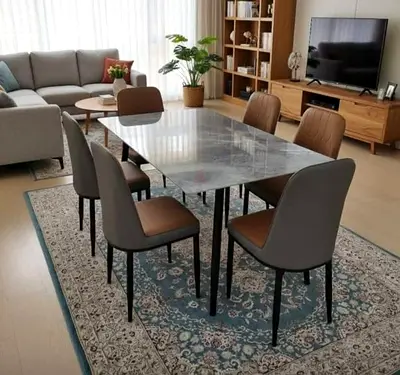 Brand new Top Marble Dinning dinning Table with 6 Chairs Available