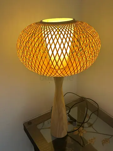 Modern Bamboo Wood Table Lamp – Warm Ambient Light