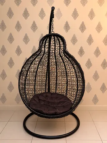 Hanging Egg Rattan Swing Chair with Stand and Cushion - Excellent Condition