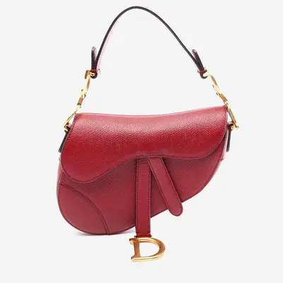 Christian Dior Saddle Mini Bordeaux Grained Calfskin Shoulder Bag
