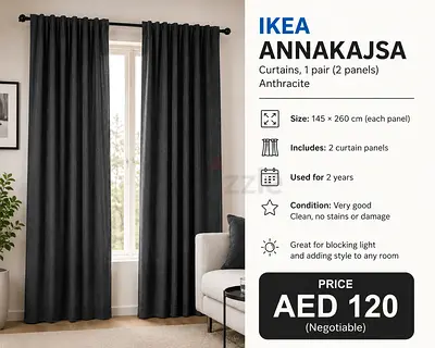 IKEA ANNAKAJSA Curtains – Pair (2 Panels) 145 × 260 cm – Excellent Condition