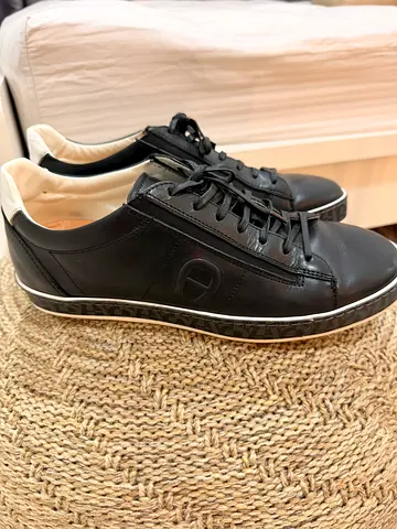 Aigner Black Leather Mens Sneakers size 41