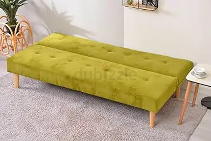 Modern Olive Green Velvet Futon Sofa Bed