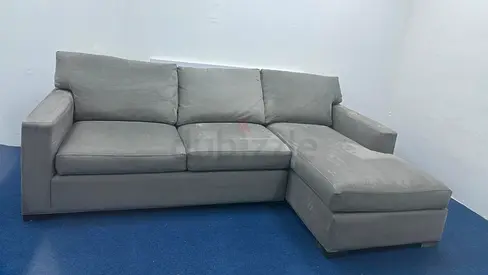 Crate and barrel axis gray lshape sofa