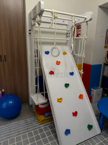 Wooden Indoor Climbing Gym with Slide – Excellent Condition
