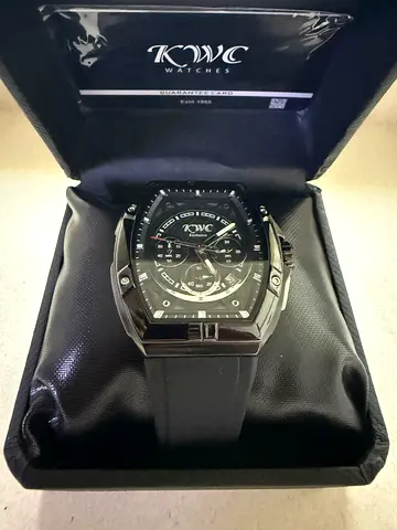 KWC mens black sport chronograph watch in original box