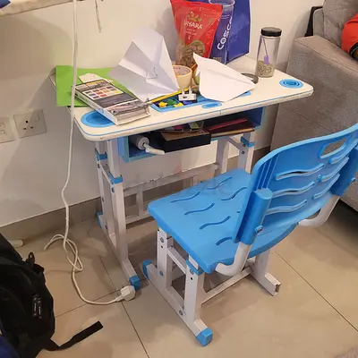 Adjustable Kids Study Desk and Chair Set - Blue