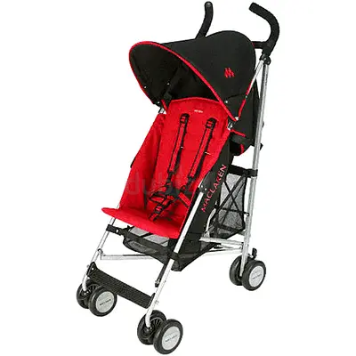 Lightweight Maclaren-style Red Umbrella Stroller - Good Condition