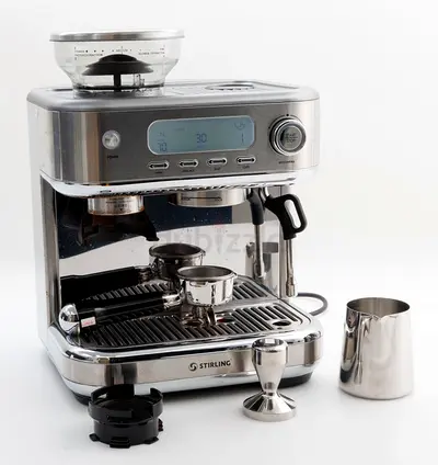 15 Bar Professional Espresso Coffee Maker with Built in Grinder, LED Display, Self-Clean, Latte Mach