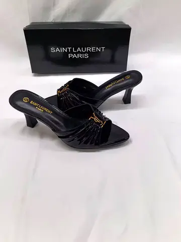 Master copy-YSL Saint Laurent black  leather heeled mules, all sizes and matching bags available