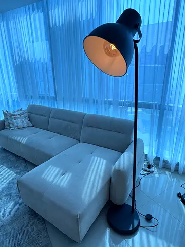 Black adjustable floor lamp - matte finish, working condition