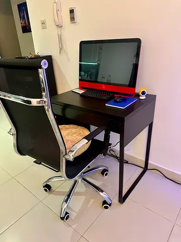 Compact Study Desk and Ergonomic Mesh Office Chair