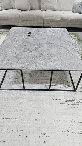 Modern square marble-top coffee table with metal frame