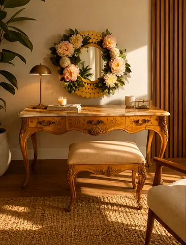 Table, Bench  Mirror
