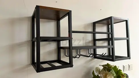 Solid Wooden Metal/Wood Bar Wall Shelve