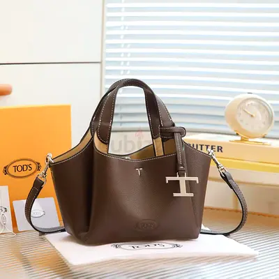 Tods Brown Leather Mini Tote Bag with Detachable Strap
