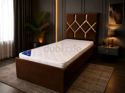 Single brown upholstered bed frame brand new