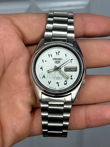 Seiko 5 Automatic Watch Arabic Dial Silver color