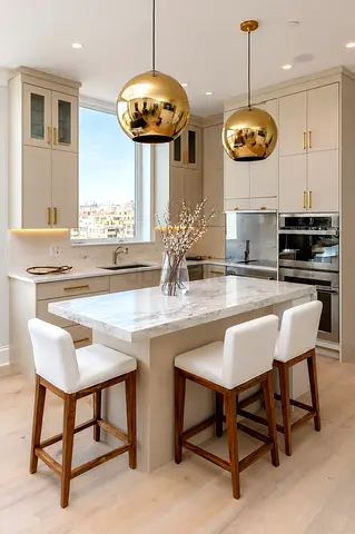Modern marble kitchen island custom made