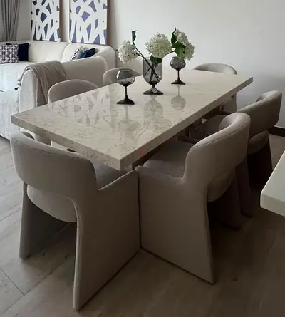 Luxury Solid Travertine Pedestal Dining Table