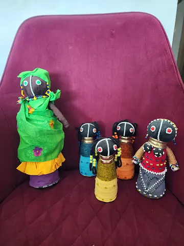 Handmade Traditional African Beaded Dolls Set of 5