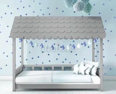 Ebarza Kids House Bed Frame with Roof Design — Single Size