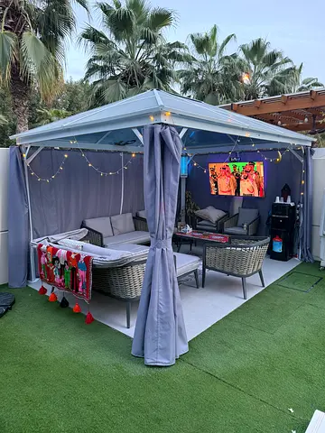 Luxury Outdoor Gazebo + 55” LG SUHD Smart TV + Ceiling Fan | Like New | Must Sell