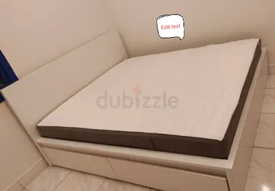 IKEA Malam king size 180×200cm bed frame with IKEA mattress and 2 big storage drawers underneath is