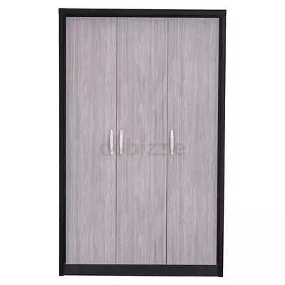 3-Door Wardrobe / Armoire in Grey Wood Finish - Good Condition