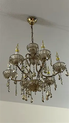 Vintage crystal chandelier 8-arm pendant light
