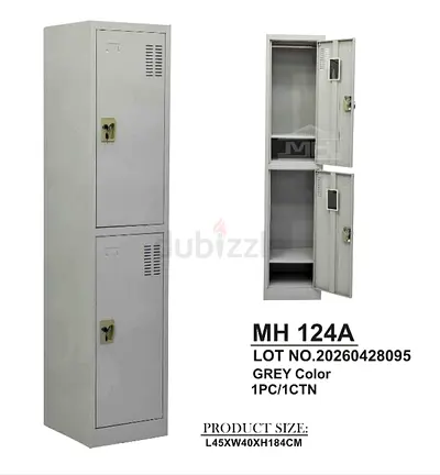 2-Compartment Steel Locker Grey - MH124A (L45 x W40 x H184 cm)