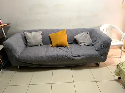 3-seater Sofa with Removable Grey Cover, white exterior