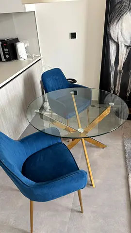 Dining glass table and 2 chairs