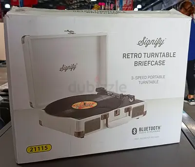 Signify Retro Turntable Speed Portable Vinyl Record Player with Bluetooth Audio Streaming
