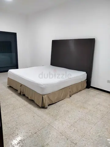 Queen size bed frame with headboard - dark brown, good condition